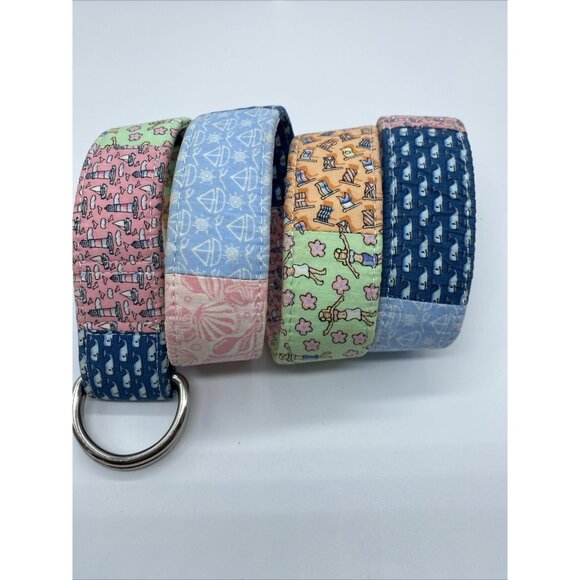 Vineyard Vines Multicolor Patchwork Canvas D Ring Belt Size M - Picture 1 of 16